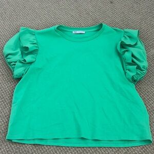 Zara green blouse tshirt top